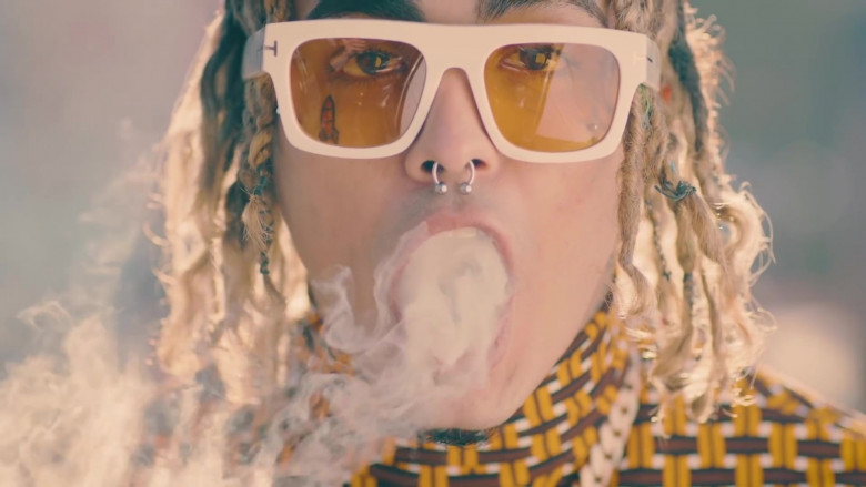 Lil Pump Wearing Tom Ford White Frame Sunglasses in Be Like Me Official Music Video (4)