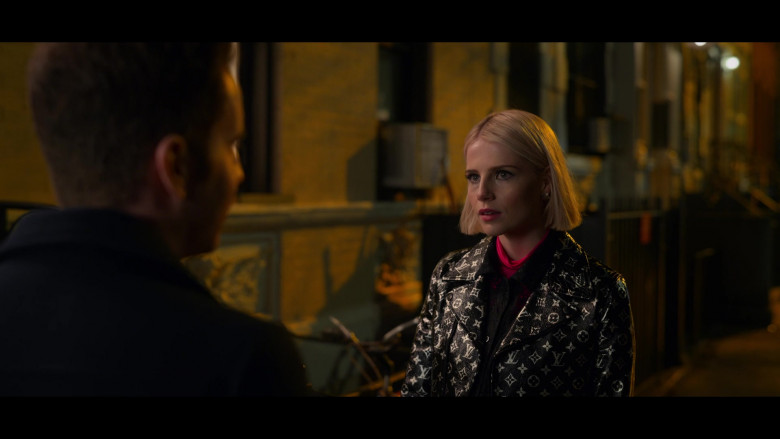 Lucy Boynton as Astrid Sloan Wears Louis Vuitton LV Monogram Leather Biker Jacket Outfit in The Politician Season 2 TV Show (3)