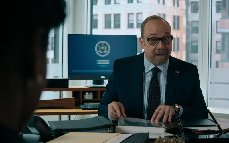 Paul Giamatti as Charles ‘Chuck' Rhoades, Jr. Using Dell Monitor in Billions S05E06 TV Show (1)