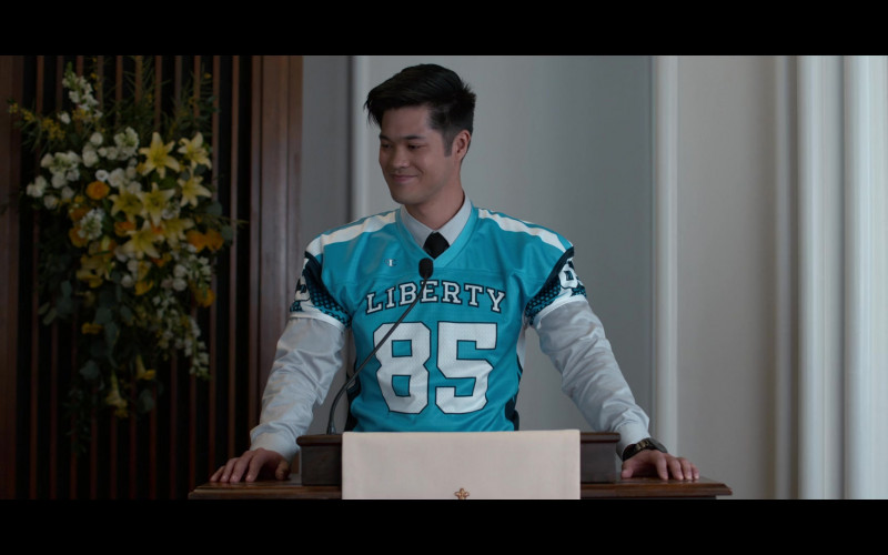 Ross Butler as Zach Wearing Champion Jersey Outfit in 13 Reasons Why S04E10 TV Series (1)