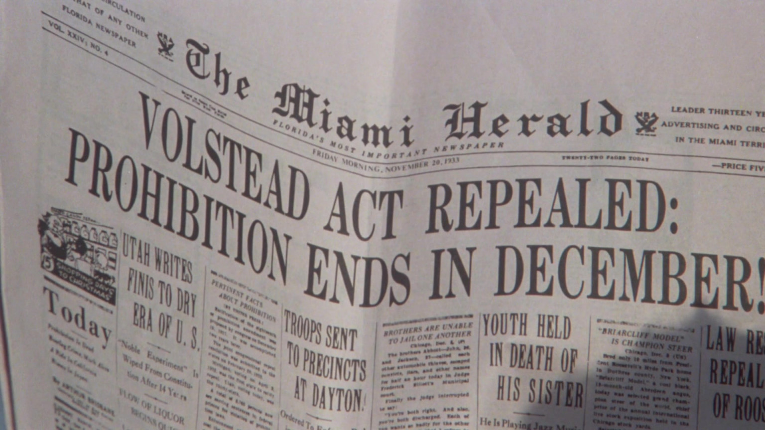 The Miami Herald Newspaper In Once Upon A Time In America ...