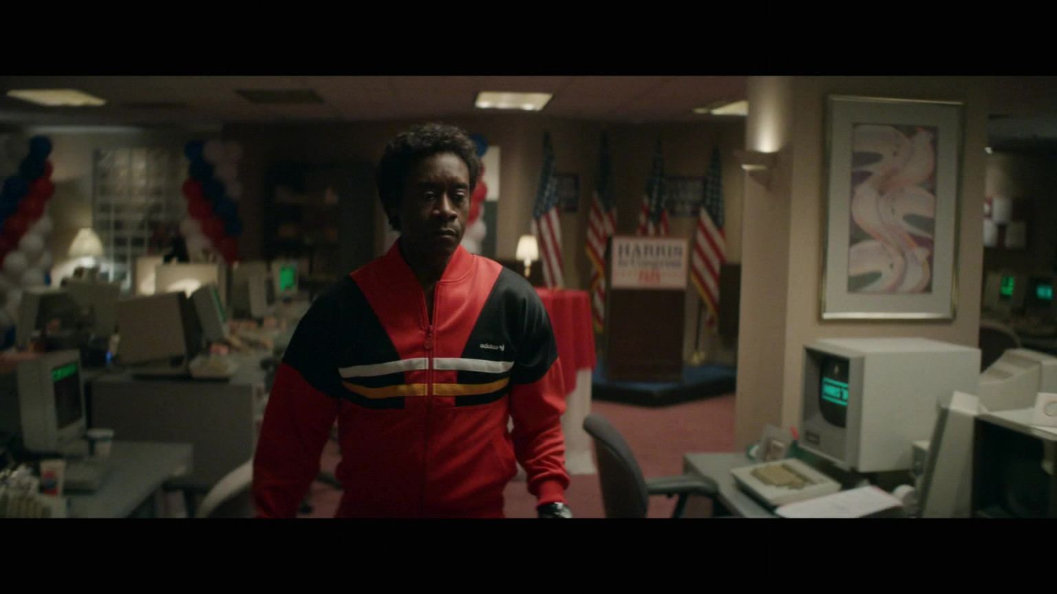 Adidas Tracksuit (Red) Of Don Cheadle As Maurice Monroe In Black Monday ...