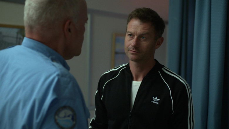 James Badge Dale as Det. Ray Abruzzo Wears Adidas Black Bomber Jacket Outfit in Hightown Season 1 TV Show (2)
