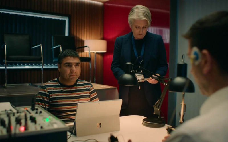 Nick Mohammed as Joseph Harries Using Microsoft Surface Tablet in Intelligence Season 1 Episode 2 TV Show (2)