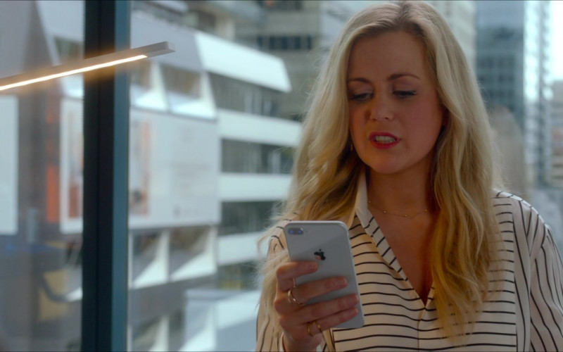 Rachael Carpani Using Apple iPhone Smartphone in The Very Excellent Mr. Dundee (2020) Comedy Movie