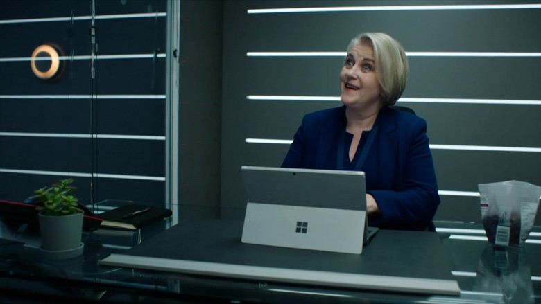 Sylvestra Le Touzel as Christine Using Ultraportable Microsoft Surface Pro Tablet in Intelligence UK TV Show (2)