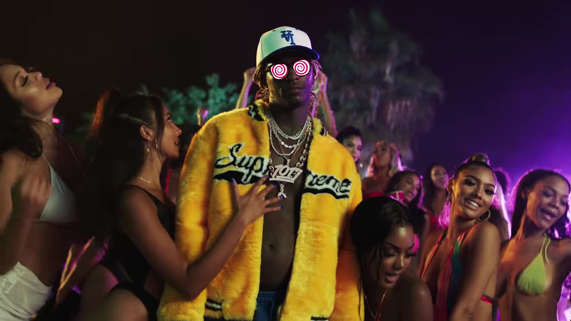 Supreme Yellow Faux Fur Varsity Jacket Worn By Young Thug In 'Go Crazy'  (2020)