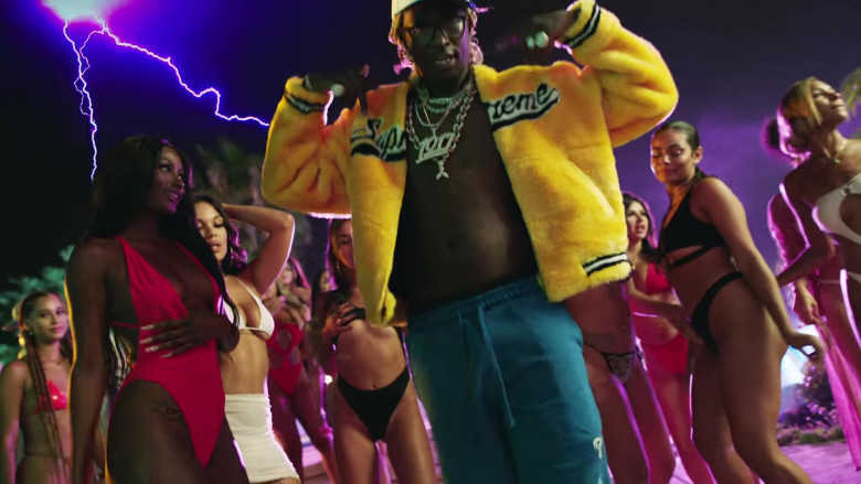 Young Thug Wears Supreme Yellow Faux Fur Varsity Jacket Outfit in ‘Go Crazy' Music Video (3)