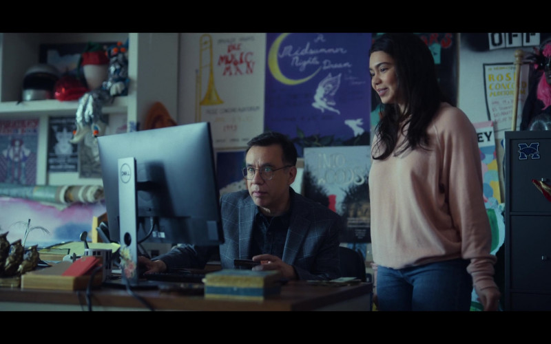 Actor Fred Armisen as Mr. Franks Using Dell Computer Monitor in All Together Now Movie by Netflix (1)