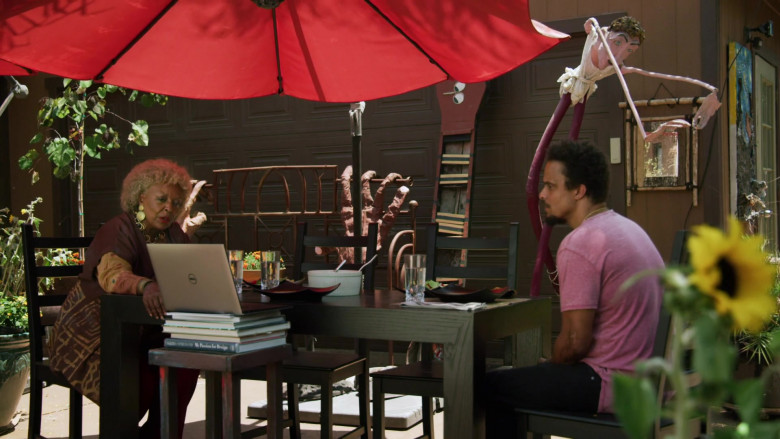 Actress L. Scott Caldwell Using Dell Laptop in Love in the Time of Corona Episode 3 TV Show (3)