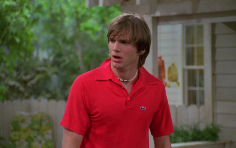 Ashton Kutcher as Michael Wearing Lacoste Red Short Sleeved Style Shirt Outfit in That '70s Show (5)