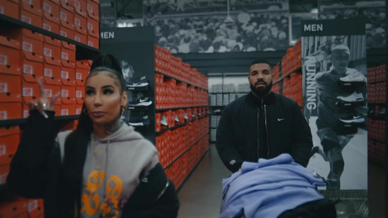 Drake Wears Nike Black Bomber Jacket Outfit in Laugh Now Cry Later Music Video