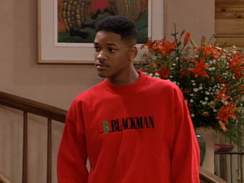 I.B. Blackman Red Sweatshirt Outfit Worn by Will Smith in The Fresh Prince of Bel-Air S03E10 TV Show (1)