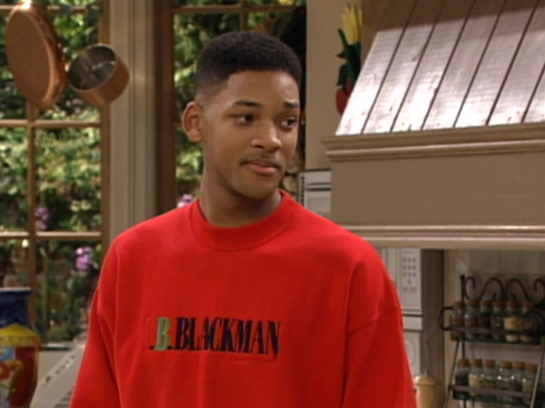 I.B. Blackman Red Sweatshirt Outfit Worn by Will Smith in The Fresh Prince of Bel-Air S03E10 TV Show (5)