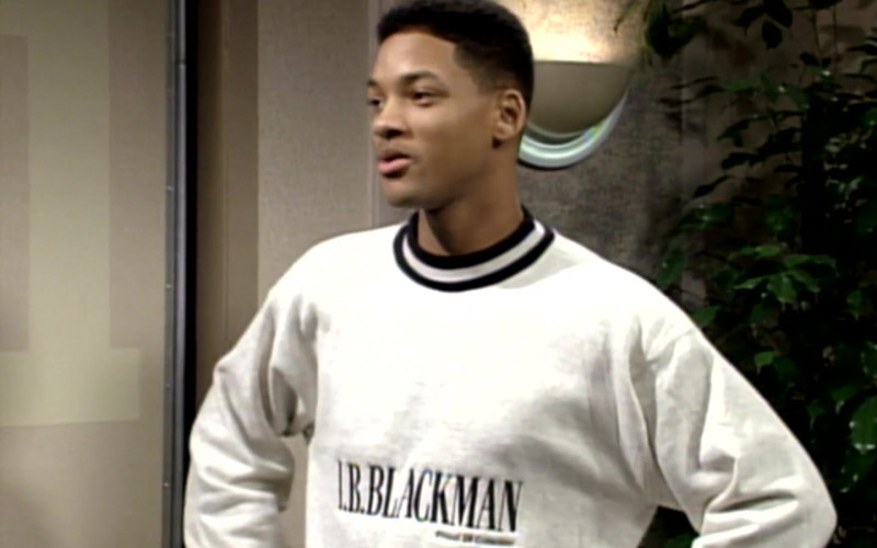 I.B. Blackman White Sweatshirt and Blue Jeans Outfit of Will Smith (4)