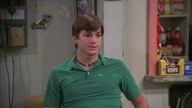 Lacoste Green Short Sleeve Shirt Casual Style Worn of Ashton Kutcher as Michael in That '70s Show S06E01