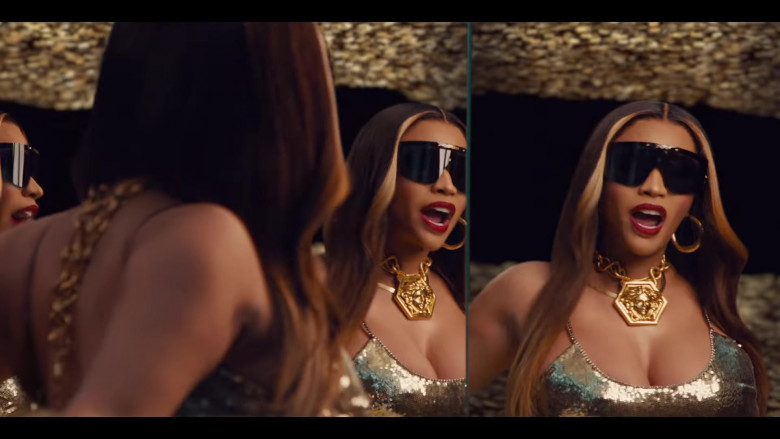 Nicki Minaj Wears Versace Gold Chain Necklace Huge Medusa in Expensive Music Video (3)