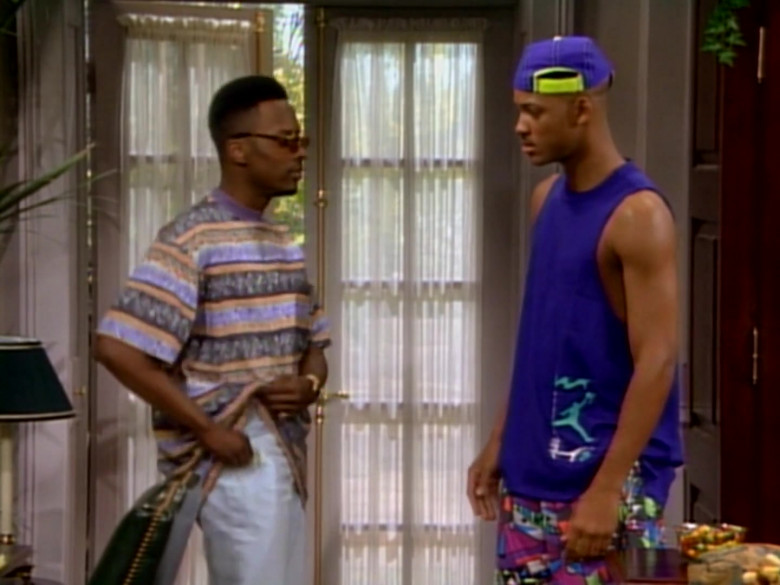 Nike Jordan Blue T-Shirt Outfit Worn by Will Smith in The Fresh Prince of Bel-Air S01E07 TV Show (2)