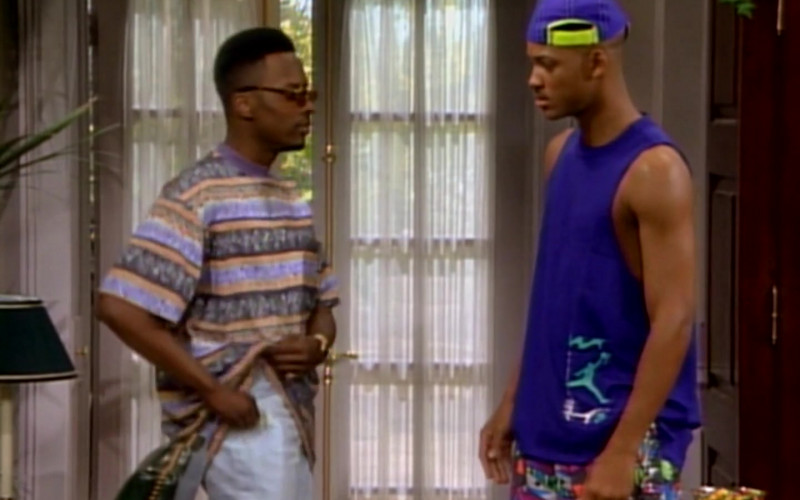 Nike Jordan Blue T-Shirt Outfit Worn by Will Smith in The Fresh Prince of Bel-Air S01E07 TV Show (2)