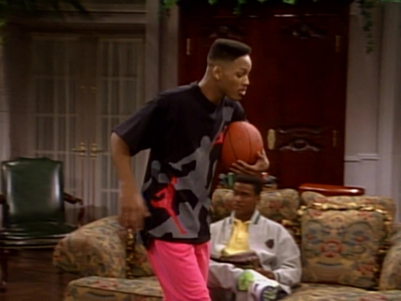 Nike Jordan Print Black T-Shirt and Pink Pants Outfit Worn by Will Smith (1)