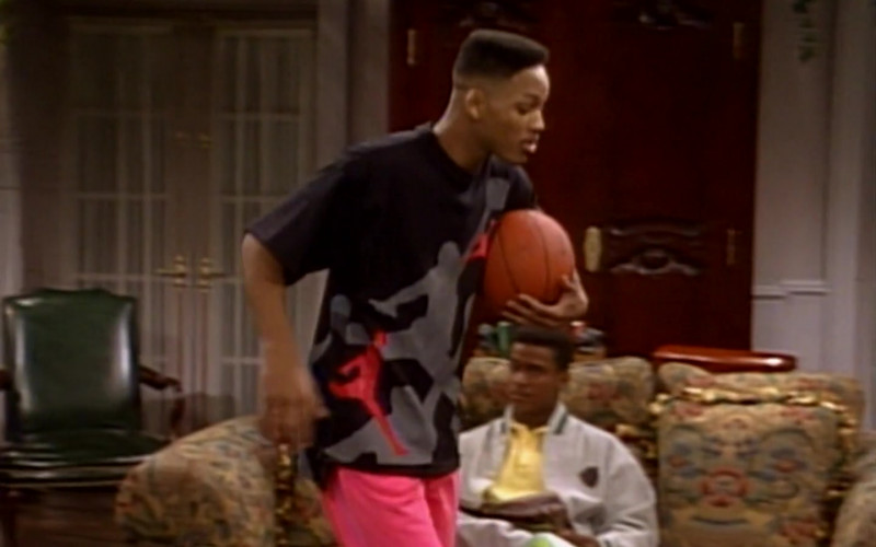 Nike Jordan Print Black T-Shirt and Pink Pants Outfit Worn by Will Smith (1)