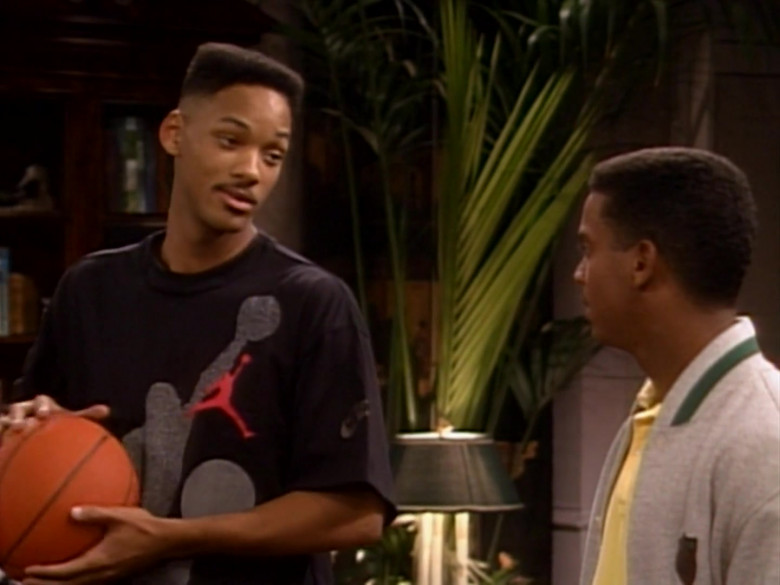 Nike Jordan Print Black T-Shirt and Pink Pants Outfit Worn by Will Smith (3)