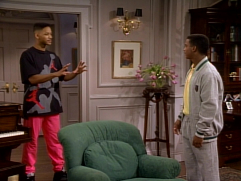 Nike Jordan Print Black T-Shirt and Pink Pants Outfit Worn by Will Smith (6)