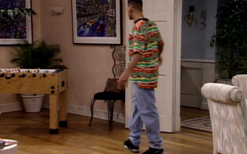 Nike Sneakers, Jeans and Colorful Print T-Shirt Outfit Worn by Will Smith (1)