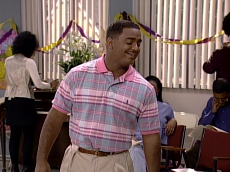 Ralph Lauren Pink Plaid Polo Shirt of Alfonso Ribeiro as Carlton in The Fresh Prince of Bel-Air S06E18 (1)