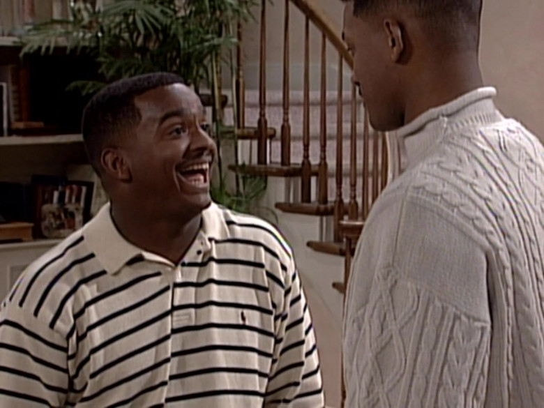 Ralph Lauren Striped Long Sleeve Shirt Outfit of Alfonso Ribeiro as Carlton in The Fresh Prince of Bel-Air S05E10
