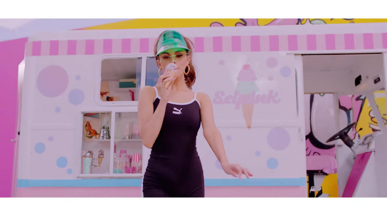 Selena Gomez Wears Puma Tank Top Romper Outfit in Ice Cream Music Video by Blackpink (2)