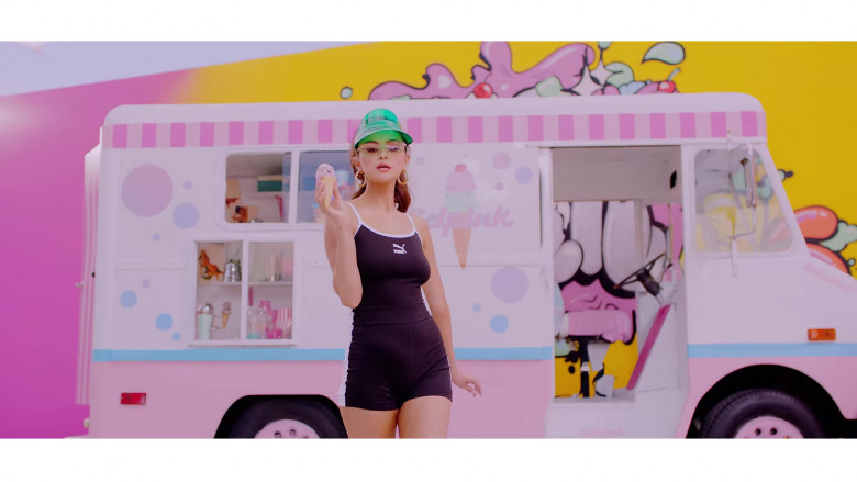 Selena Gomez Wears Puma Tank Top Romper Outfit in Ice Cream Music Video by Blackpink (3)