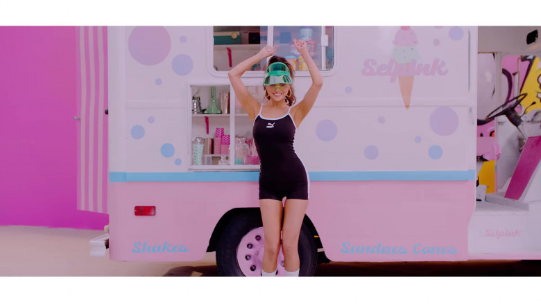 Selena Gomez Wears Puma Tank Top Romper Outfit in Ice Cream Music Video by Blackpink (5)