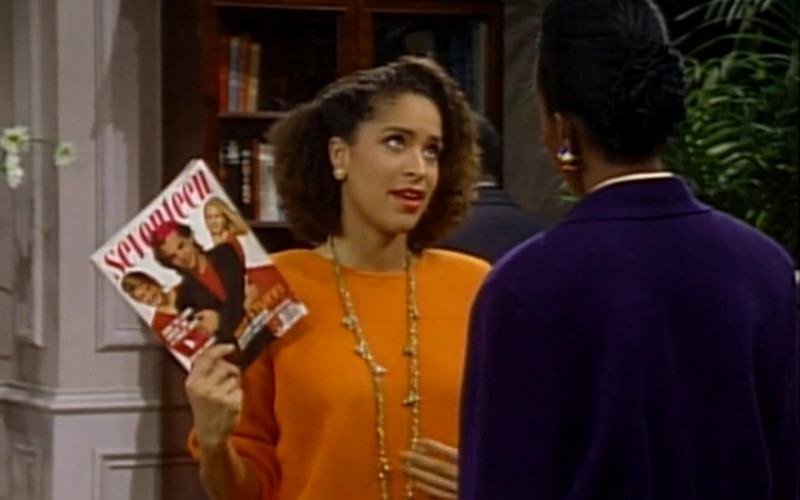 Seventeen Magazine Held by Karyn Parsons as Hilary Banks in The Fresh Prince of Bel-Air S01E22
