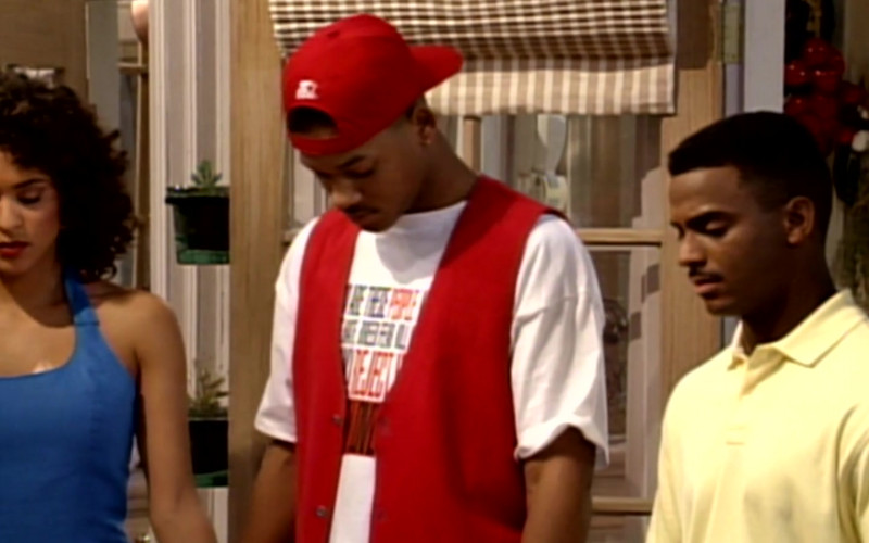 Starter Cap, Red Vest and White T-Shirt Outfit of Will Smith (1)