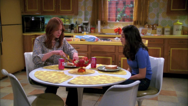 Tab Soda Cans of Mila Kunis as Jackie & Laura Prepon as Donna in That '70s Show