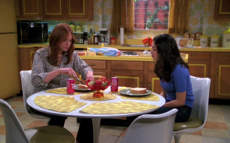 Tab Soda Cans of Mila Kunis as Jackie & Laura Prepon as Donna in That '70s Show