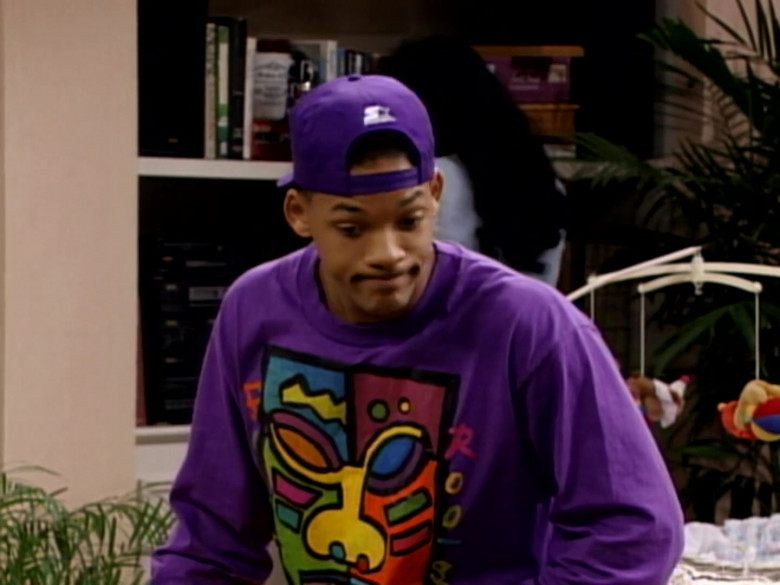 The Fresh Prince of Bel-Air S03E23 Outfits – Starter Cap and Purple Sweatshirt of Will Smith (1)