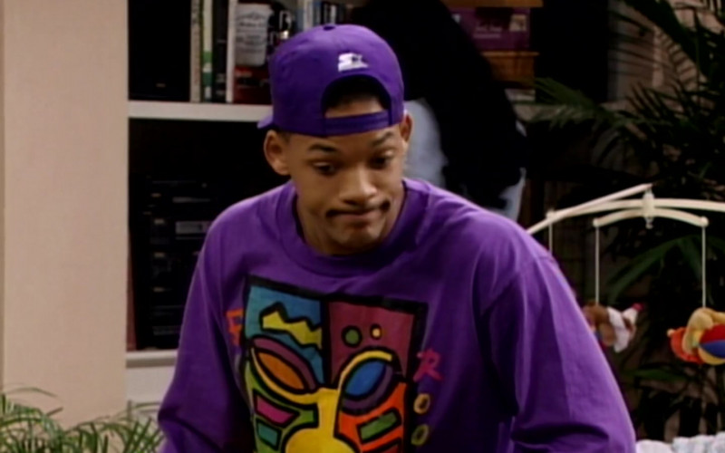 The Fresh Prince of Bel-Air S03E23 Outfits – Starter Cap and Purple Sweatshirt of Will Smith (1)