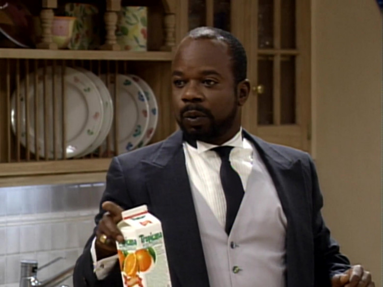 Tropicana Orange Juice Held by Joseph Marcell as Geoffrey in The Fresh Prince of Bel-Air S04E04
