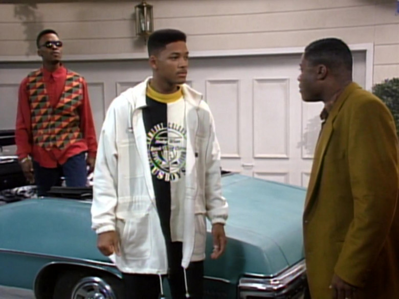 Will Smith Wears Comfort Colors Black & White Sweatshirt and White Jacket Outfit (2)