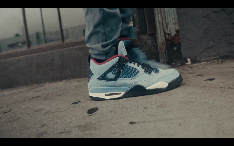 Jordan 4 by Nike x Travis Scott Blue Suede Sneakers in Sneakerheads S01E01 101 (2020)