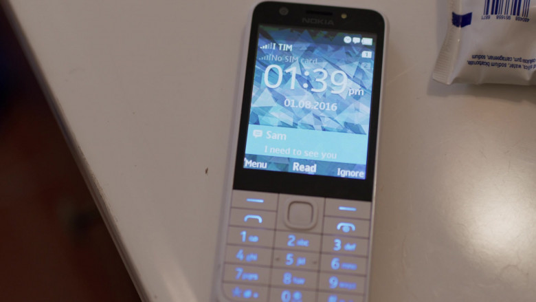 Nokia 230 White Mobile Phone of Jordan Kristine Seamón as Caitlin in We Are Who We Are TV Show (1)