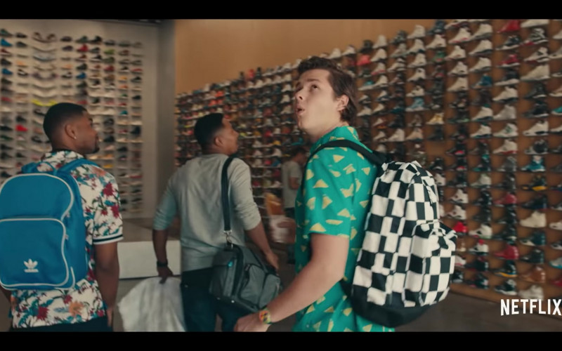 Obey Checkerboard Backpack of Matthew Josten as Stuey in Sneakerheads Season 1 (2)