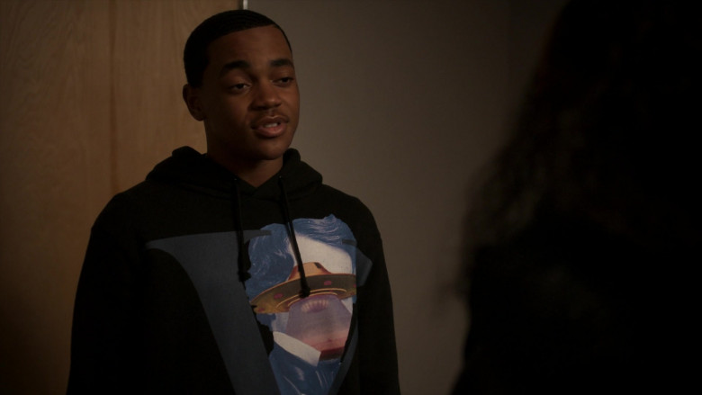 Valentino × Undercover UFO Print Hoodie Outfit of Michael Rainey Jr. as Tariq St. Patrick in Power Book 2 TV Show (1