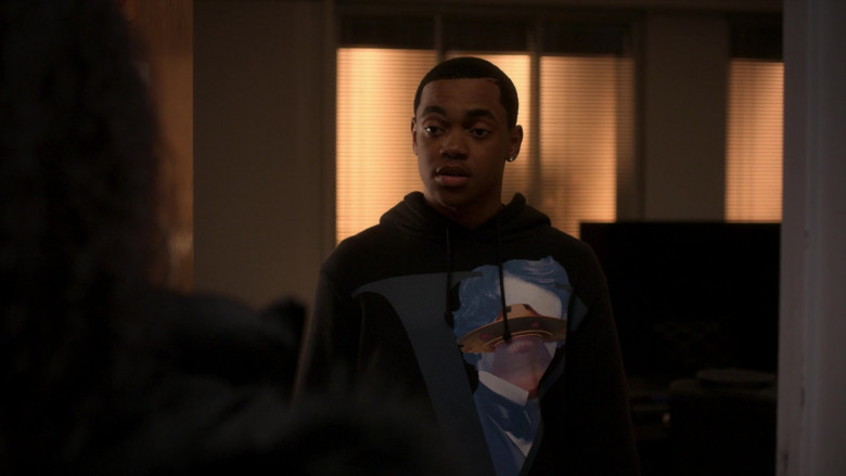 Valentino × Undercover UFO Print Hoodie Outfit of Michael Rainey Jr. as Tariq St. Patrick in Power Book 2 TV Show (1)