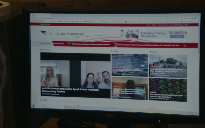 Acer Monitor and The Patriots Report Website in Borat Subsequent Moviefilm (2020)