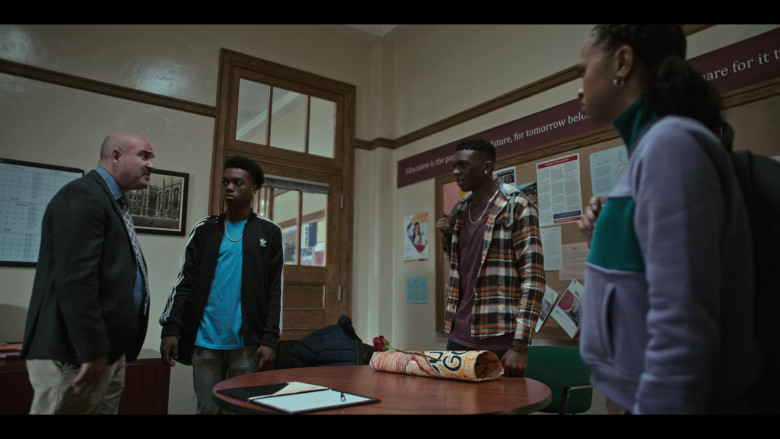 Adidas Black Tracksuit Jacket Outfit of Maliq Johnson as Jayson Jackson in Grand Army S01E09 (2)