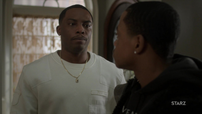 Amiri White Sweatshirt Of Woody McClain As Cane Tejada In Power Book 2 ...