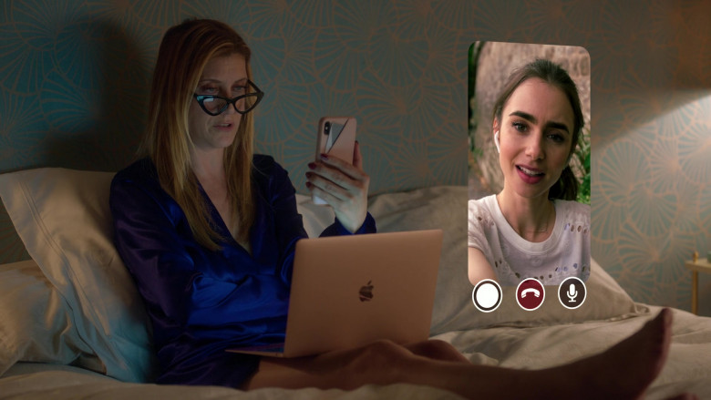 Apple MacBook Laptop of Kate Walsh as Madeline in Emily in Paris S01E03